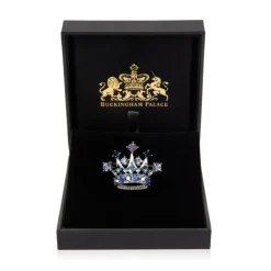 Royal Collection Shop Blue And Silver Crown Brooch New