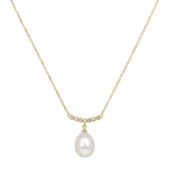 Royal Collection Shop Gold Crescent Pearl Drop Necklace Outlet