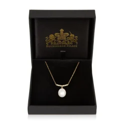 Royal Collection Shop Gold Crescent Pearl Drop Necklace Outlet