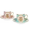 Royal Collection Shop Special Edition Lustre Pink And Green Coffee Cup And Saucer New