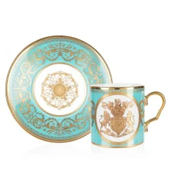 Royal Collection Shop Special Edition Lustre Pink And Green Coffee Cup And Saucer New